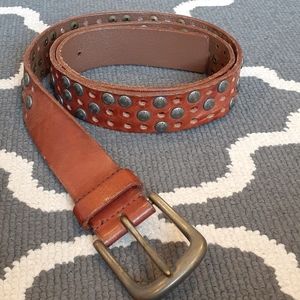 Armani Exchange Brown Leather Studded Belt 32